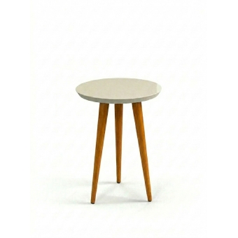 Mesa Lateral Yara 0.44m Off White com Pés Palito