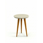 Mesa Lateral Yara 0.44m Off White com Pés Palito