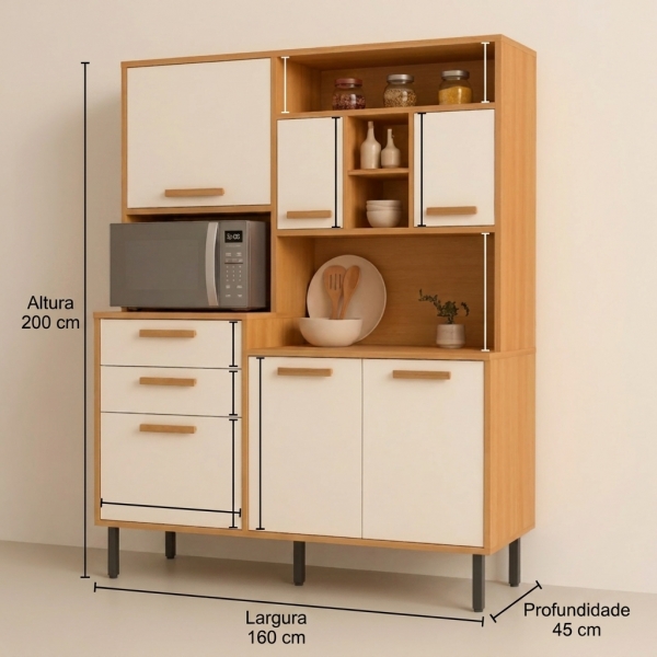 Kit Cozinha Júpiter com Corrediças Telescópicas - Cinamomo/Off White