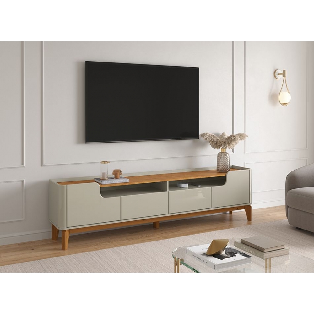 Rack para TV até 75 Polegadas Flay 2.20m Off White Cinamomo