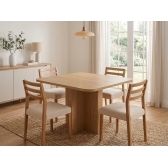 Conjunto Mesa Jantar Bosque 90x90 Nogal 4 Cad