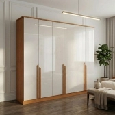 Guarda-Roupa Casal Bianca 6 Portas e 6 Gavetas 100% MDF - Nature/Off White