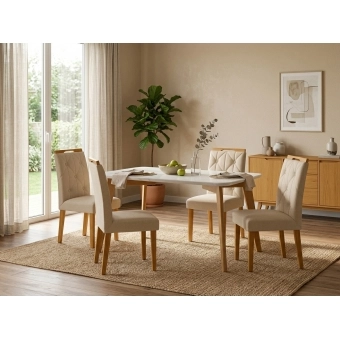 Conjunto Mesa de Jantar Medelin 1,20m 4 Cadeiras Imperatriz
