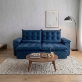 Sofá Retrátil e Reclinável Grécia com Pillow Top - Azul