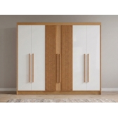 Guarda-Roupa Casal Ripado Columbus 6 Portas 6 Gavetas - Cinamomo/Off White