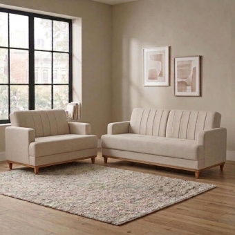 Conjunto Sofá 3 e 2 Lugares Roma Linho Trento