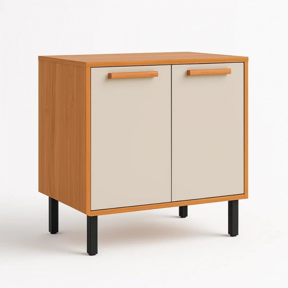 Balcão de Cozinha 80 cm Júpiter 2 Portas com Tampo em MDF - Cinamomo/Off White