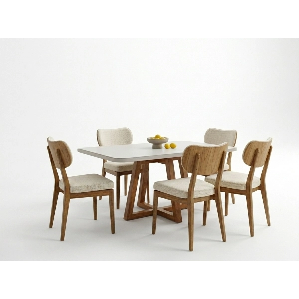 Mesa de Jantar Slim Camélia 4 Cadeiras 100% MDF 130 x 80 cm