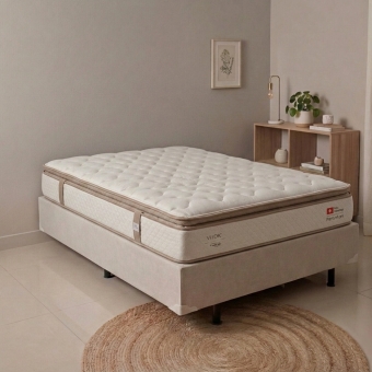 Conjunto Cama Box Casal York 1,38m Palha