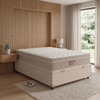 Conjunto Cama Box Baú Casal Colchão Springpocket