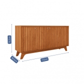 Buffet Rubi 1.52m com Portas Ripadas e Pés Inclinados - Nature