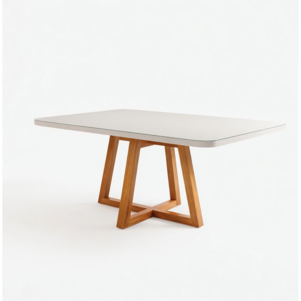 Mesa de Jantar 4 Lugares 100% MDF Slim - Off White/Nogal