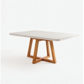 Mesa de Jantar 4 Lugares 100% MDF Slim - Off White/Nogal
