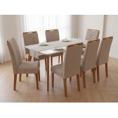 Conjunto Mesa de Jantar Medelin 1,60m com 6 Cadeiras Evora