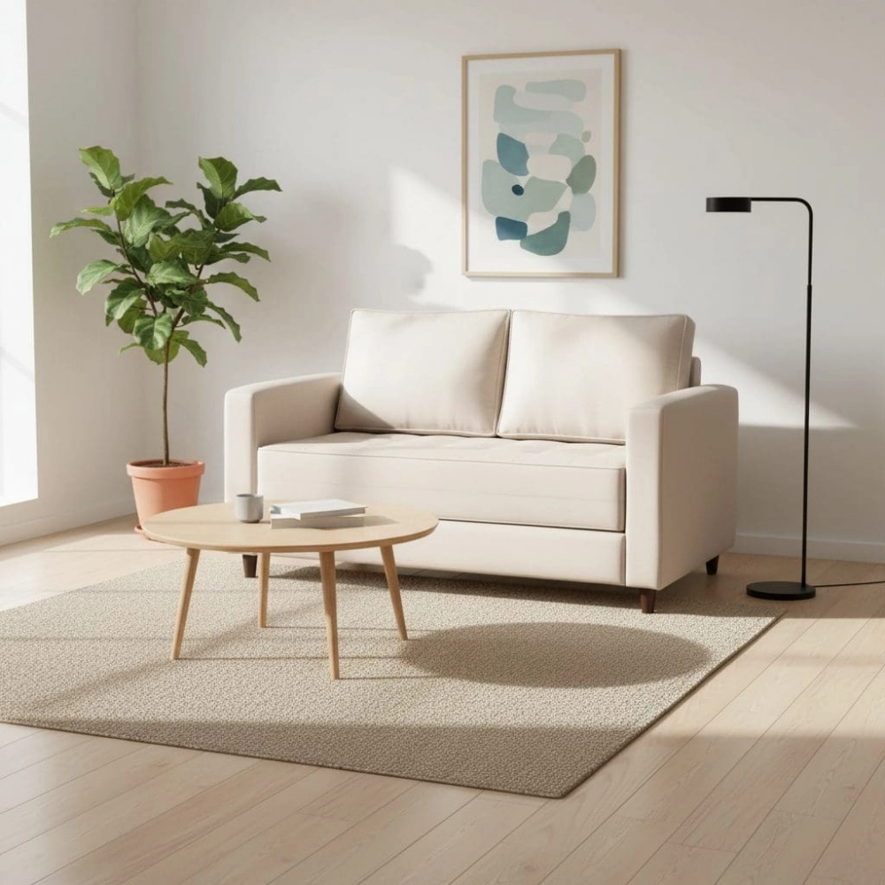 Sofá Cama Casal Morfeo 1.50m com Espuma D28 e Almofadas - Bege