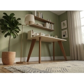 Escrivaninha Kiwi 1.20m com Nichos Organizadores 100% MDF - Off White/Cedro