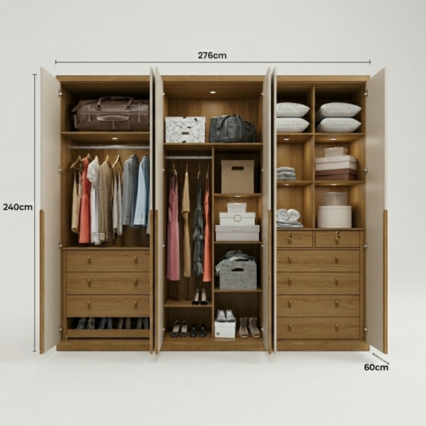 Guarda-Roupa 6 Portas Fortaleza Jequitibá MDF