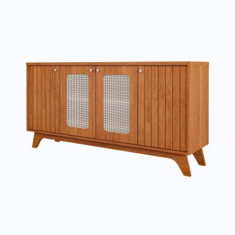 Buffet Rubi 1.52m com Portas de Telinha e Design Ripado