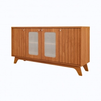 Buffet Rubi 1.52m com Portas de Telinha e Design Ripado