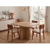 Conjunto Mesa Jantar Bosque 90x90 Nogal 4 Cadeiras