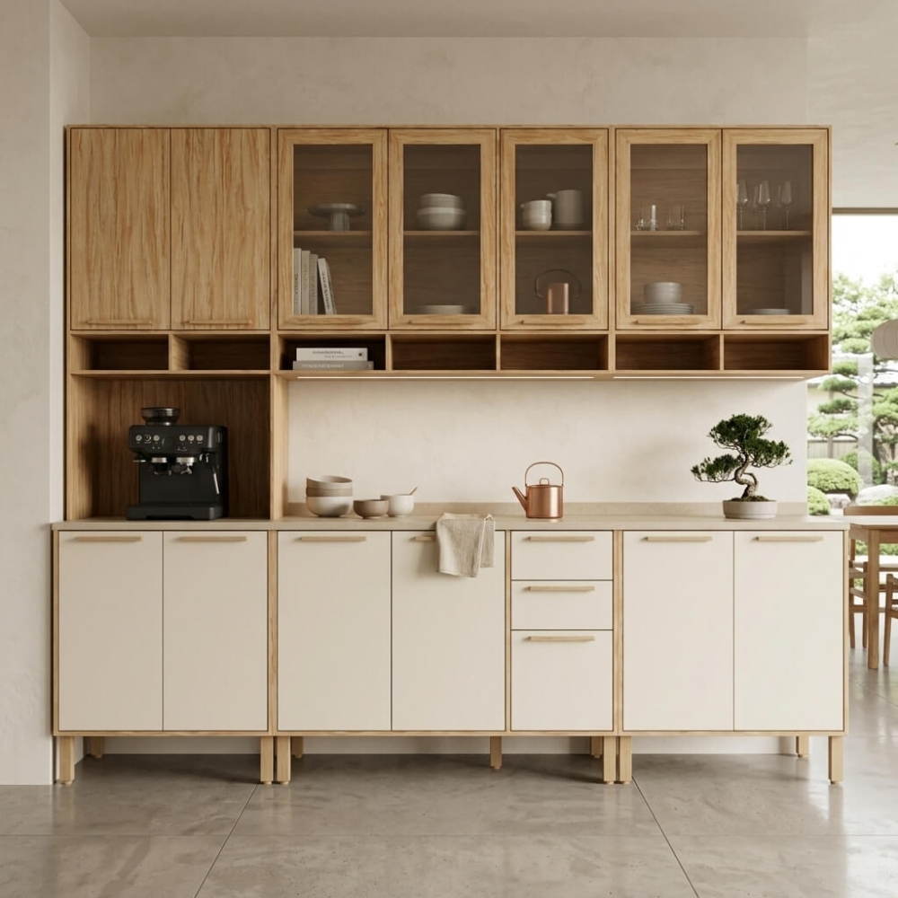 Conjunto de Cozinha Vinhedo 5 Peças Amêndoa/Off Whit