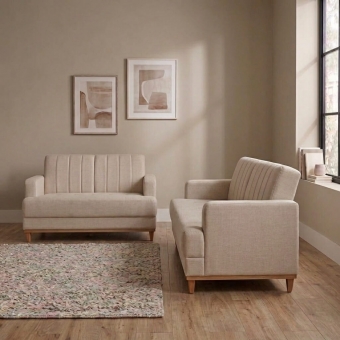 Conjunto Sofá 3 e 2 Lugares Roma Linho Trento