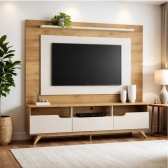 Estante Home Status 2.00m TV até 60 polegadas - Cinamomo/Off White