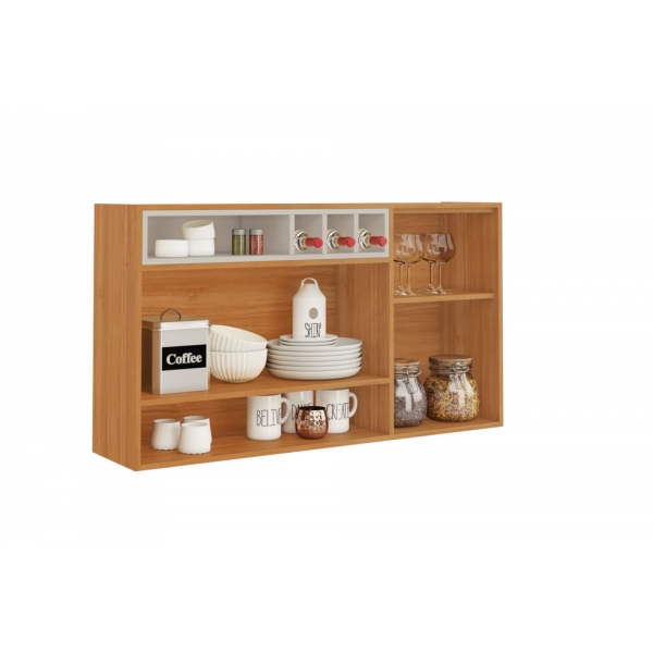Armário Aéreo Júpiter 1.20m com Porta Basculante - Cinamomo/Off White