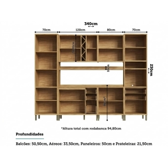 Cozinha Andira 6 Peças 340x230 Amêndoa/Off White