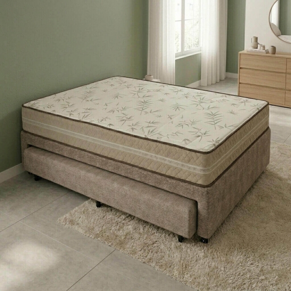 Conjunto Colchão Solteiro Napoli com Bibox Studio Palha