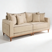 Sofá Living Loren 2.16m 3 Lugares Molas Ensacadas - Linho Areia