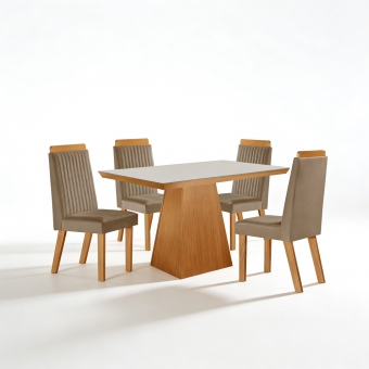 Mesa de jantar com 4 Cadeiras Diamante 100% MDF
