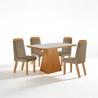 Mesa de jantar com 4 Cadeiras Diamante 100% MDF