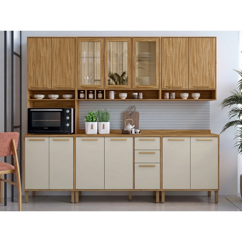 Conjunto de Cozinha Vinhedo 5 Peças Amêndoa/Off Whit