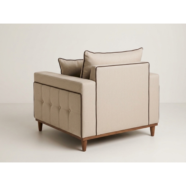 Poltrona Living Loren 90cm com Molas Ensacadas - Linho Areia