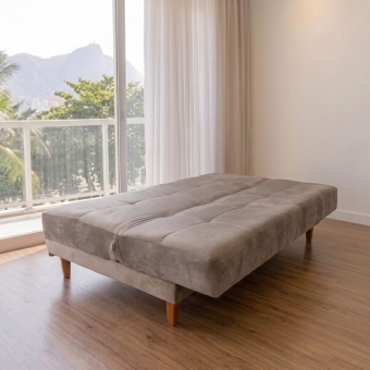Sofá-Cama 3 Lugares Madrid Reclinável com Espuma D26