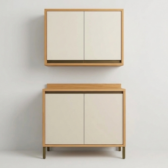 Cozinha Andira 2 Peças Aéreo e Balcão 80cm Amênd/Off White