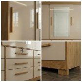 Guarda-Roupa Casal Athenas 3 Portas 9 Gavetas - Nature/Off White