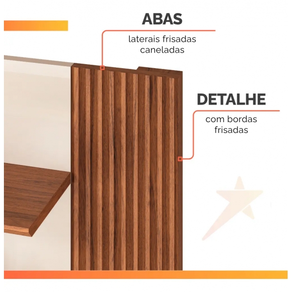 Rack com Painel Olga 1.83m para TV até 75 - Bali/Cedro