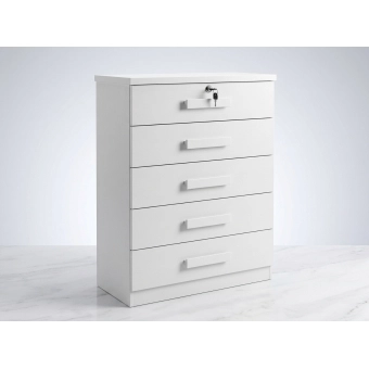 Cômoda Tulsa 5 Gavetas 100% MDF com Chave e Tampo 25mm