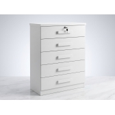 Cômoda Tulsa 5 Gavetas 100% MDF com Chave e Tampo 25mm - Branco