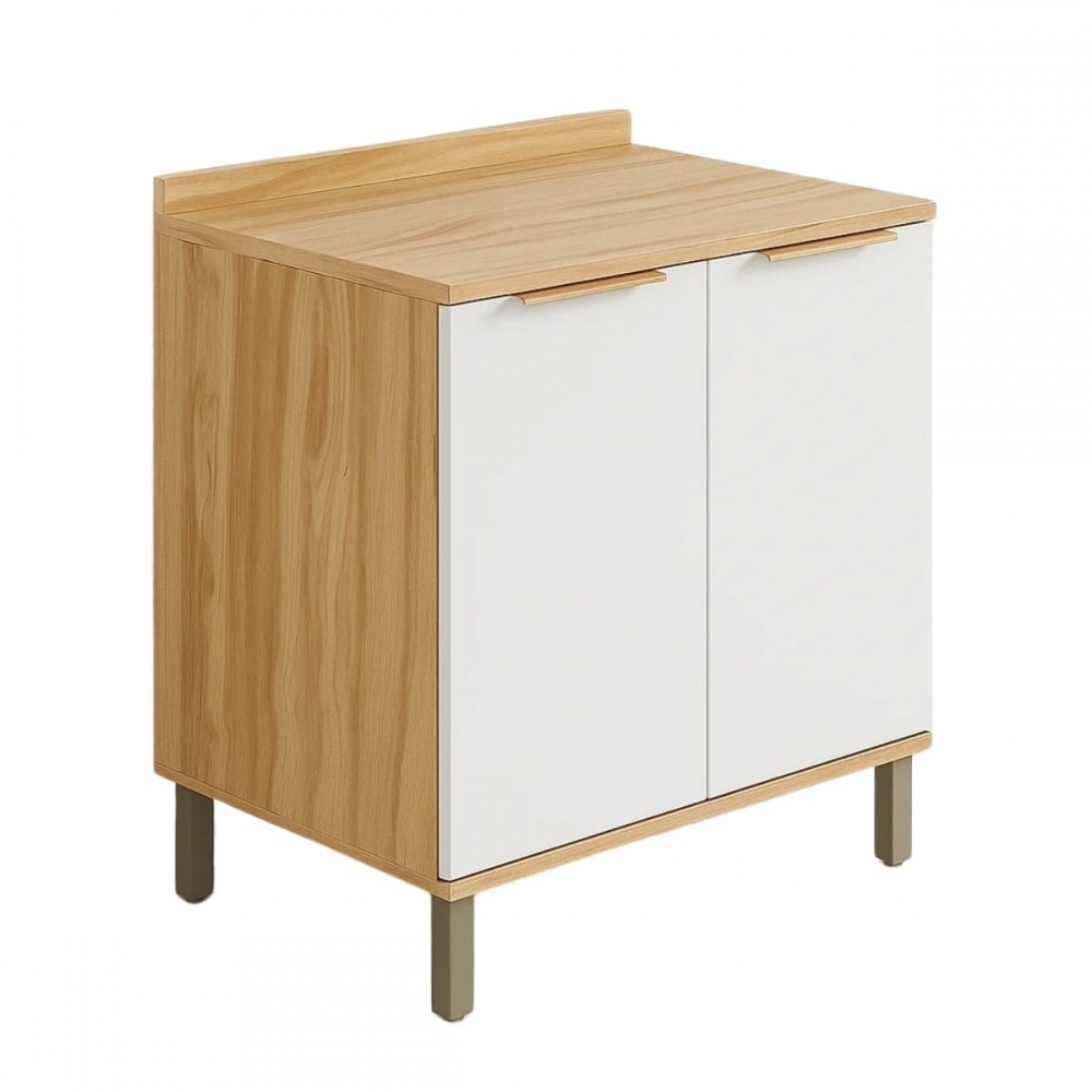Balcão de Cozinha Pandora 80cm 2 Portas em MDF - Amêndoa/Off White