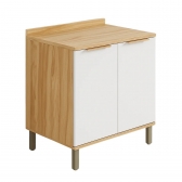 Balcão de Cozinha Pandora 80cm 2 Portas em MDF - Amêndoa/Off White