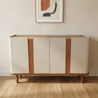 Buffet Charlotte 1.53m 4 Portas Ripadas e Dobradiça Soft Close