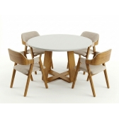 Conjunto Mesa de Jantar Topázio Redonda com 4 cadeiras