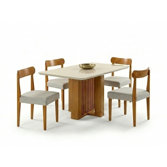 Conjunto Mesa de Jantar Granada 1,60m  4 Cadeiras Azaleia