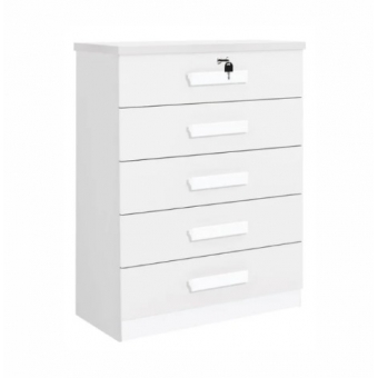 Cômoda Tulsa 5 Gavetas 100% MDF com Chave e Tampo 25mm
