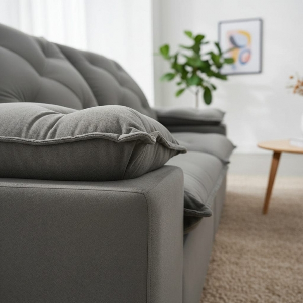 Sofá Retrátil e Reclinável Grécia com Pillow Top - Cinza