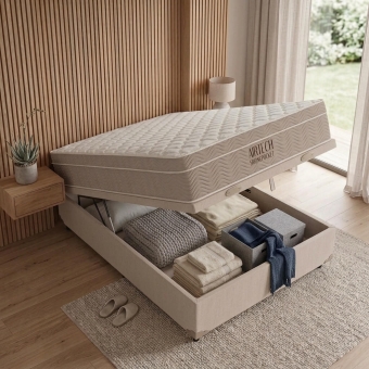 Conjunto Cama Box Baú Casal Colchão Springpocket