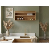 Armário Aéreo de Cozinha Pandora 80cm Porta Basculante MDF - Amêndoa
